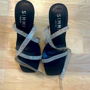 Simmi Black and Diamond wrap around ankle heel